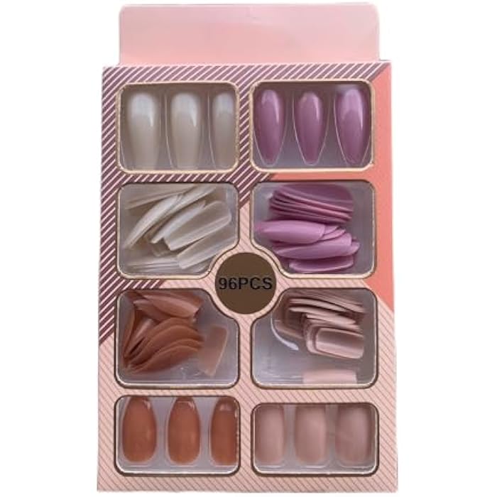 PRESS ON NAILS- 96 pcs Medium -False Nails, Perfect For Parties, Comes FACE-OVAL 4SHAPE-N3 - Image 1